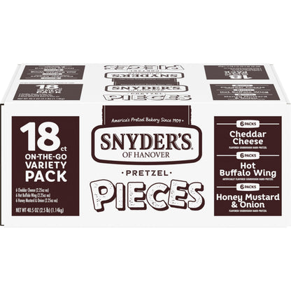 Snyders of Hanover Pretzel Pieces, Variety Pack of Pretzels Individual Packs, 2.25 Oz, 18 Ct (Pack of 18)