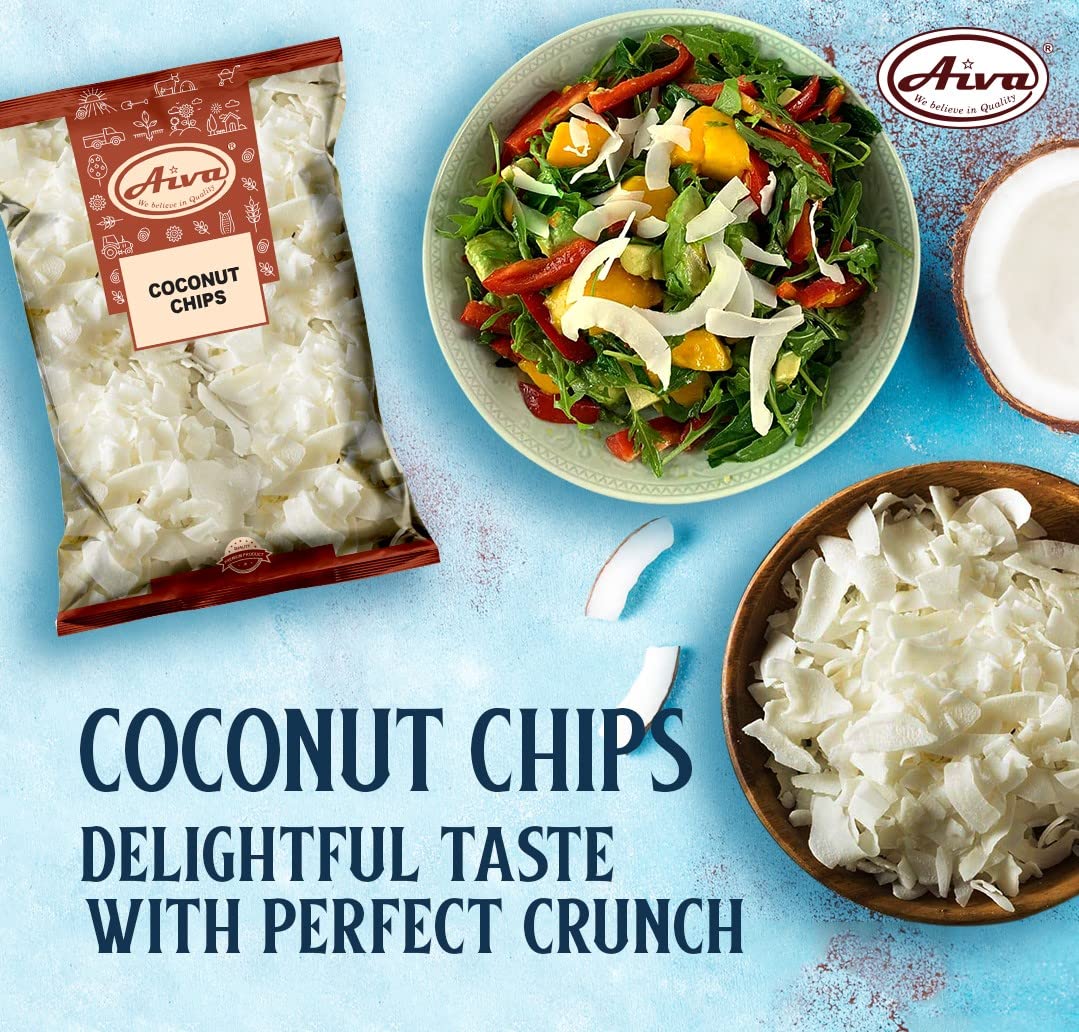 Aiva Unsweetened Raw Coconut Chips 5 Lb Bulk | Premium Quality For Baking, Cooking & Snacking
