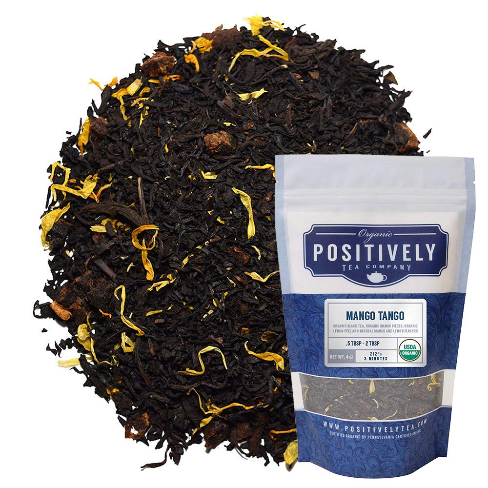 Organic Positively Tea Company, Mango Tango Black Tea, Loose Leaf, 4 Ounce