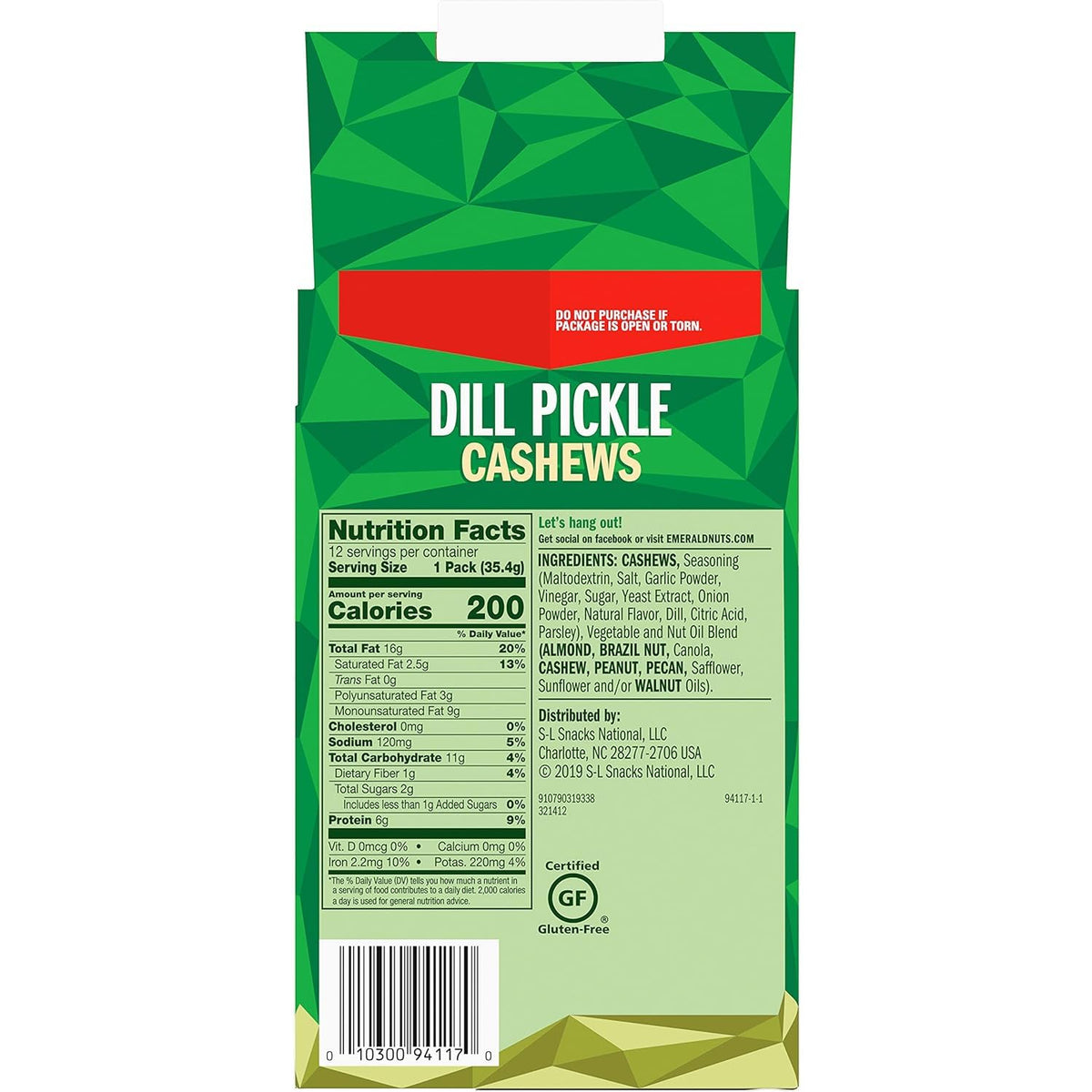 Emerald Nuts, Dill Pickle Seasoned Cashews, 15 Oz (Pack Of 2)