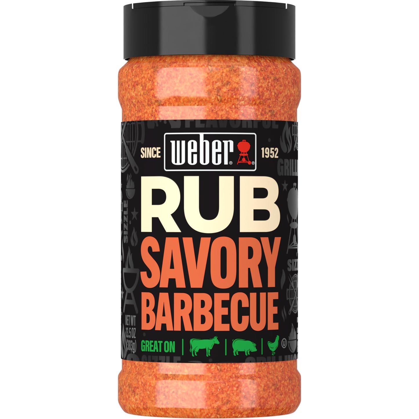 Weber Savory Barbecue Dry Rub, 13.5 Ounce Shaker - Perfect for Grilling and Smoking, Adds Flavor to Meats and Vegetables