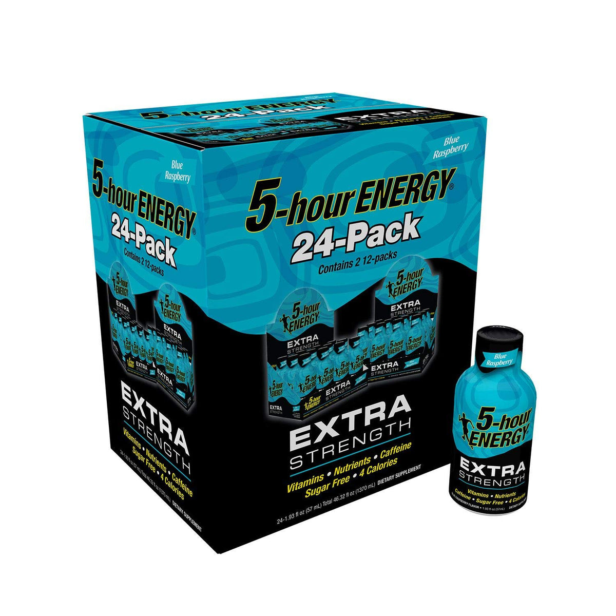 5-Hour Energy Extra Strength Blue Raspberry, 46.32 Fluid Ounce 24 Count(Pack Of 1)