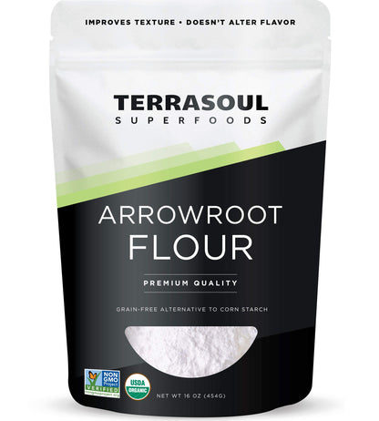Terrasoul Superfoods Organic Arrowroot Flour, 1 Lb - Gluten-free | Improves Texture for Keto Baking | Doesn t Alter Flavor