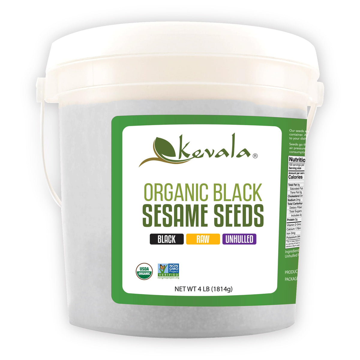 Organic Raw Black Sesame Seeds (Unhulled) - Gluten Free Topping with a Nutty Flavor, Made to Meet Professional Chef Standards, Used as a Healthy Crunchy Snack or in Baking and Cooking, 4 lb