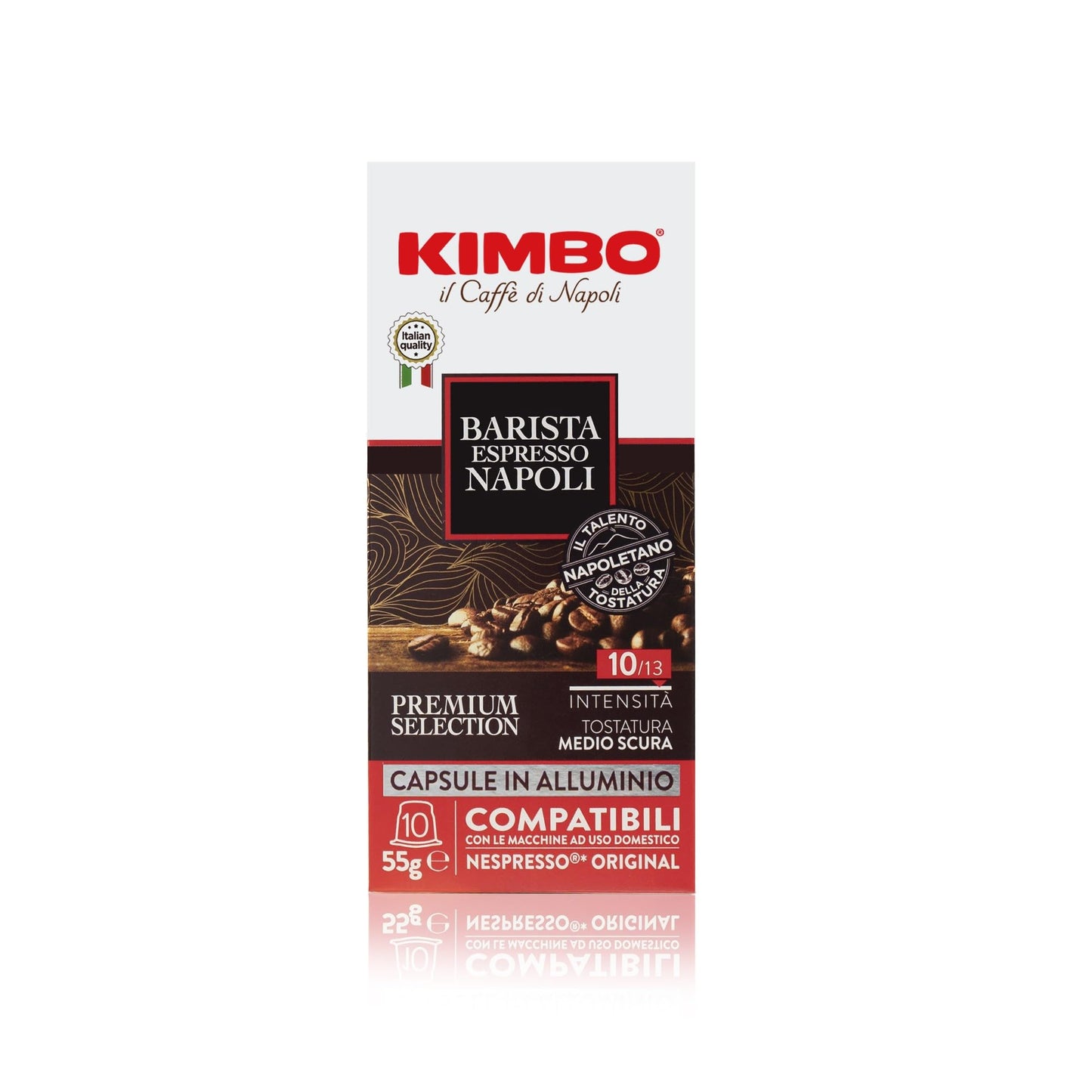 KIMBO - Barista Espresso Napoli Coffee capsules Intensity 10 / Medium-Dark Roast - Box of 100 Capsules Compatible With Nespresso Original