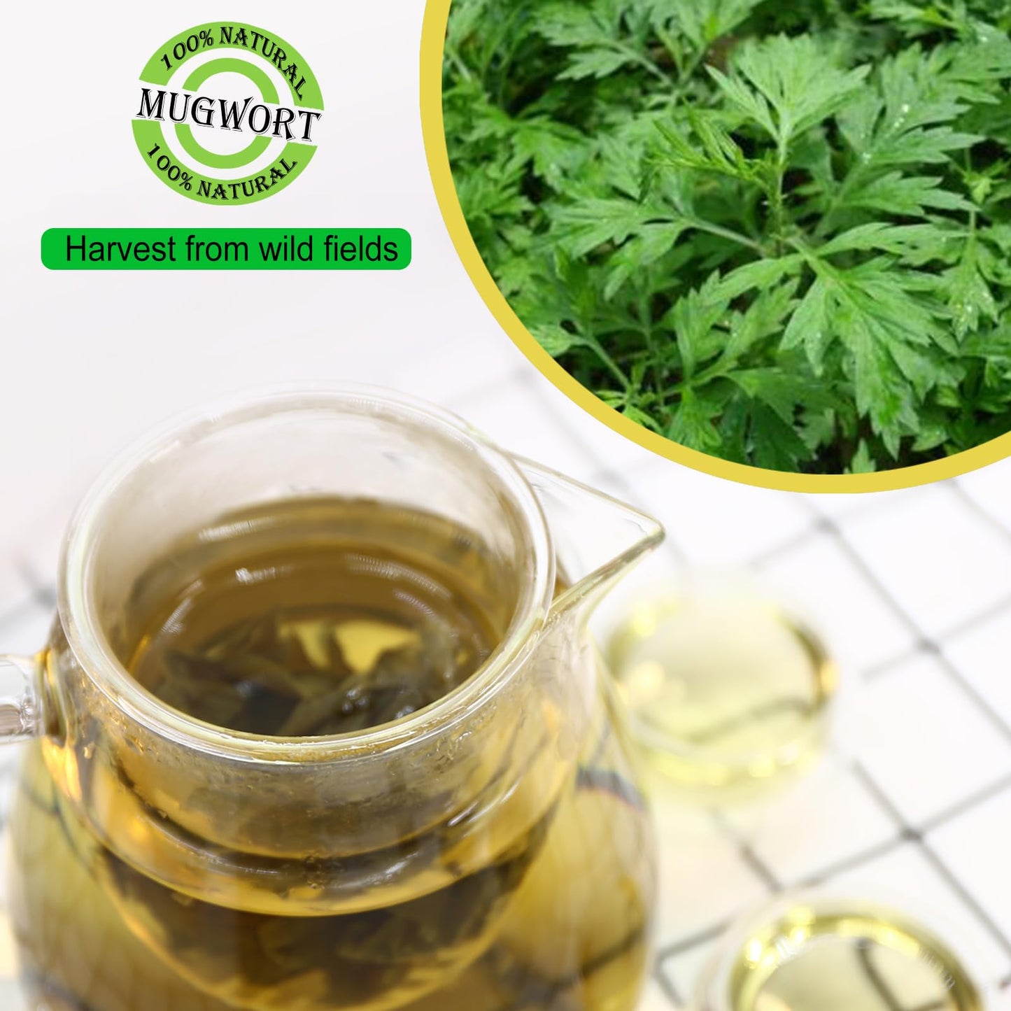 Jarteela Premium Dried Mugwort Herbs - Natural Loose Leaf Tea - 4oz Non-GMO Caffeine-Free