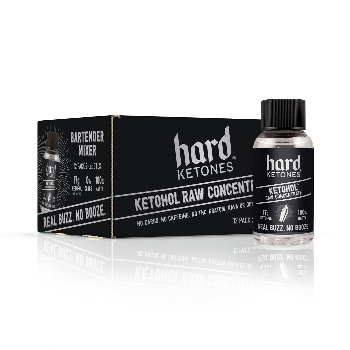Hard Ketones Raw Ketohol Concentrate | fermented-style flavor Alternative with 17.25g (33%) Ketohol | 12 Pack  2 Oz Bottles
