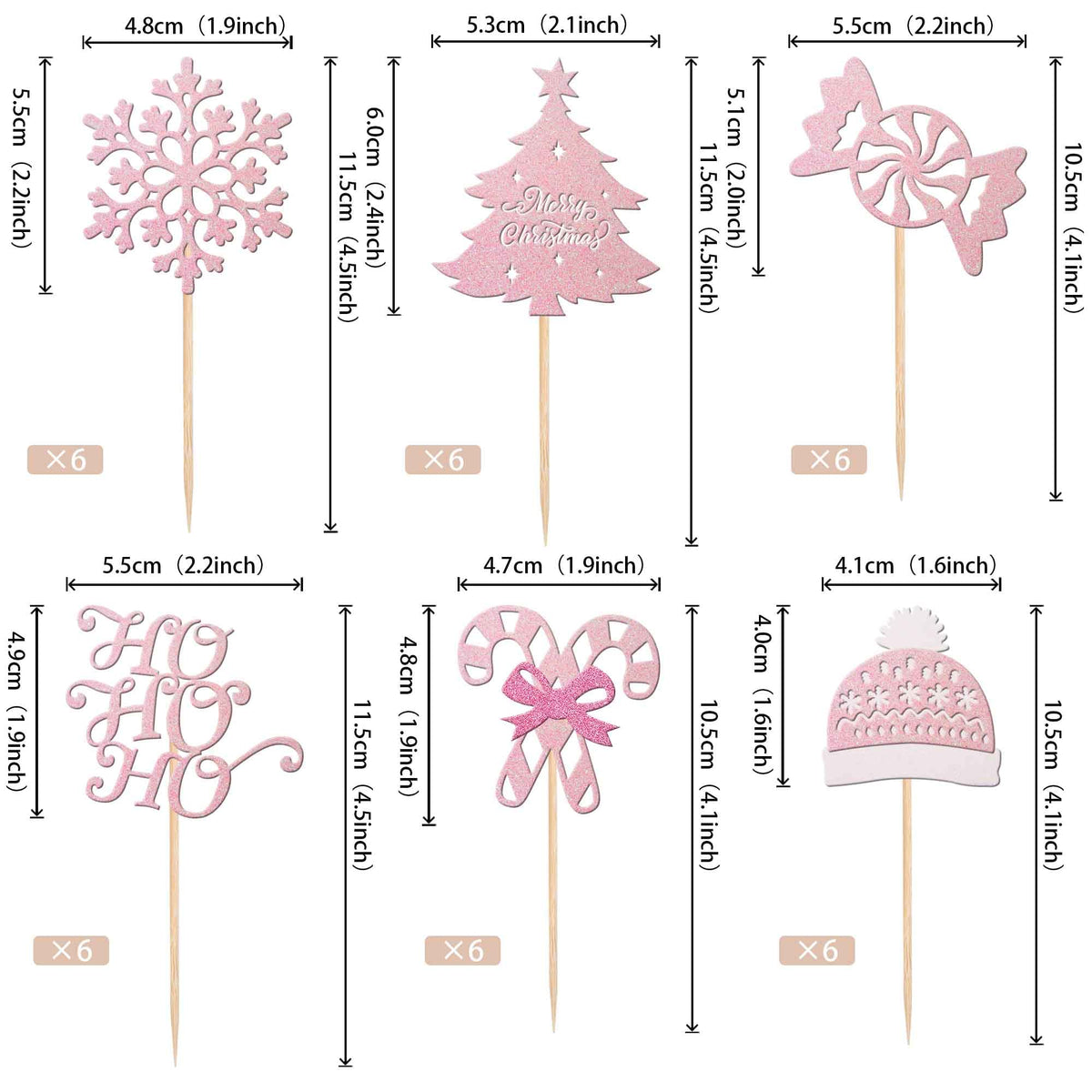24 Pcs Merry Christmas Cupcake Toppers Glitter Ho Ho Ho Christmas Tree Cupcake Picks Snowflake Cupcake Toppers For Merry Christmas Theme Birthday Party Cake Decorations Supplies