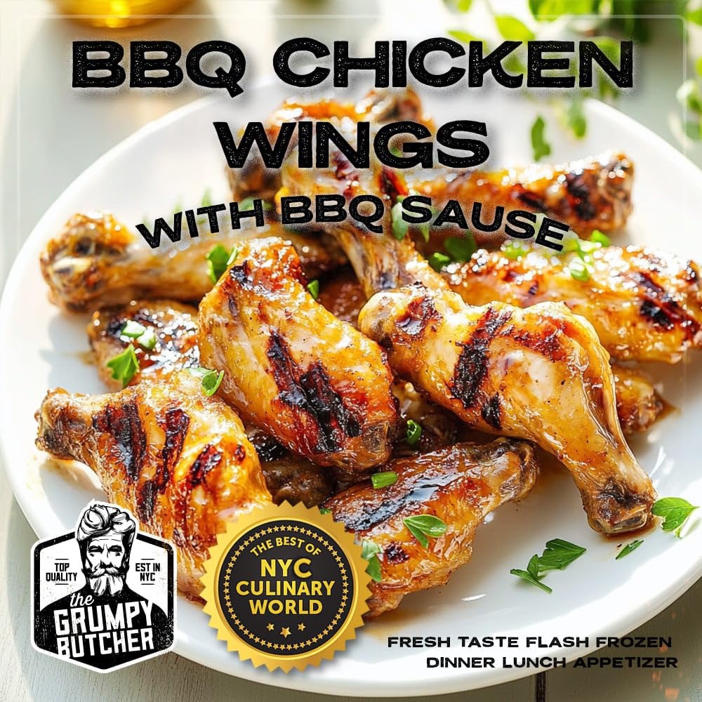 Grumpy Butcher Premium Premade Meals: Bbq Chicken Wings, 10 Pack (12 Oz Each, 7.5 Lb Total) - Artisan Frozen Meals - Small Batch