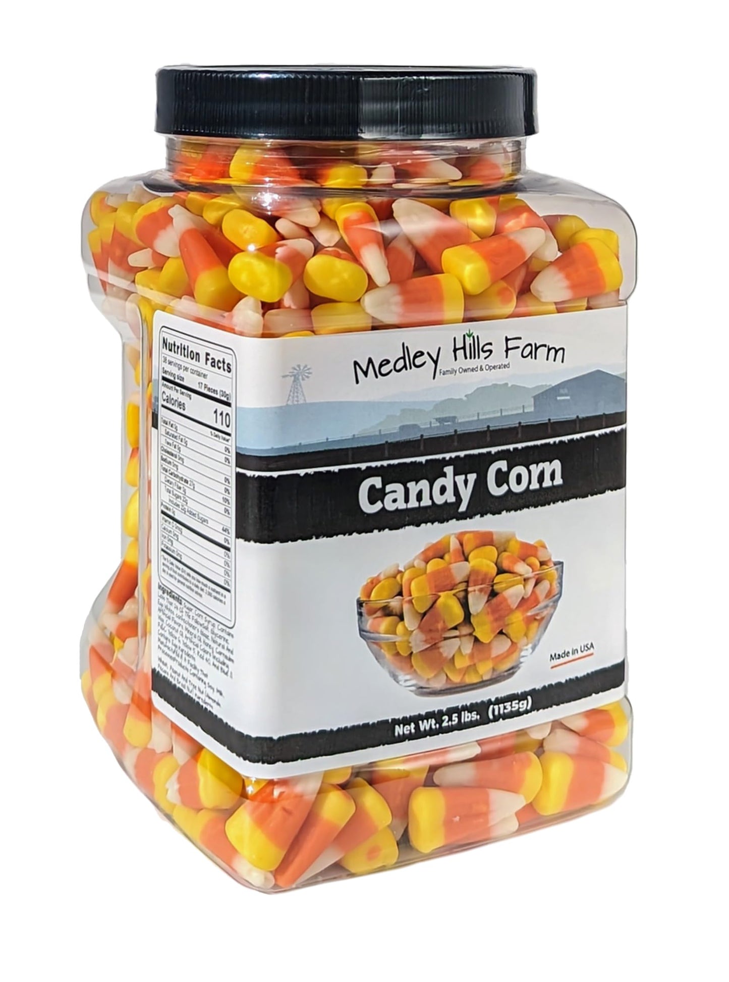 Candy Corn By Medley Hills Farm 2.5 Lbs. In Reusable Container - Old Fashioned Candy Corn Classic - Bulk Candy Corn