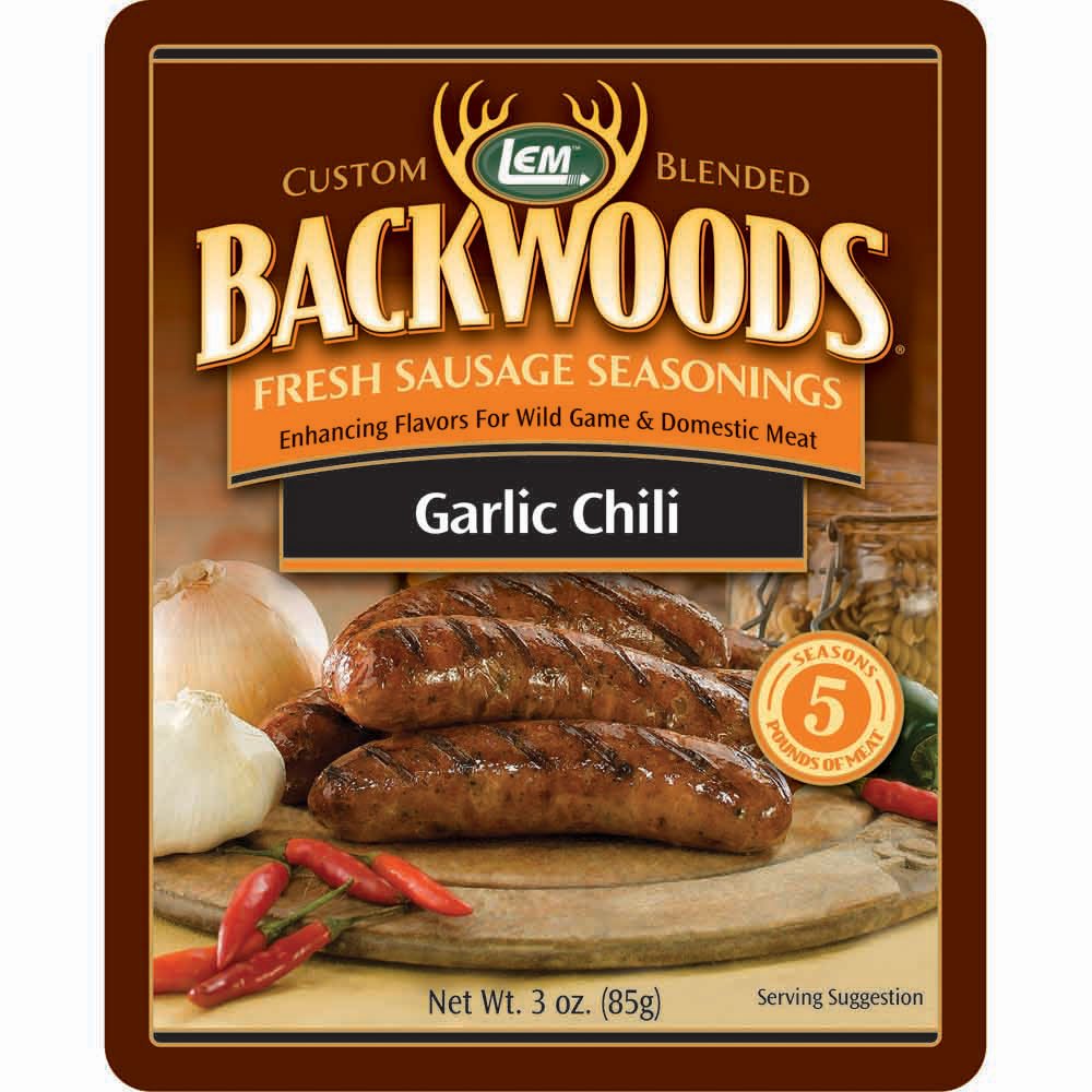 LEM Backwoods Garlic Chili Pepper Sausage Seasoning, Ideal for Wild Game, 3 Ounce Packet, Model 9140