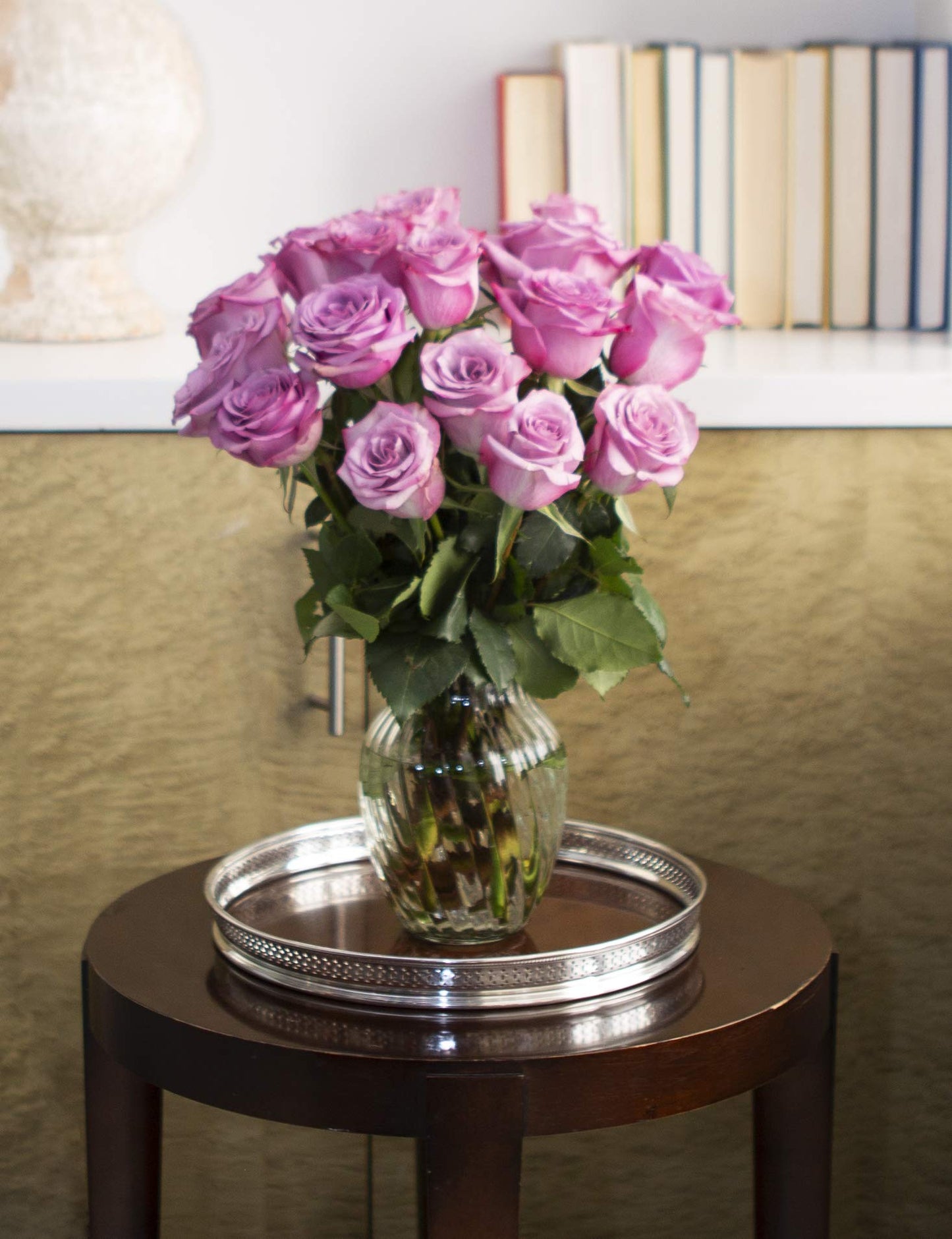 KaBloom PRIME NEXT DAY DELIVERY - Mothers Day Collection - Bouquet of 18 Fresh Purple Roses with Vase .Gift for Birthday  Anniversary  Get Well  Easter  Valentine  Mothers Day Fresh Flowers