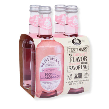 Fentimans Sparkling Rose Lemonade - Sparkling Pink Lemonade With Natural Ingredients & Pure Rose Extract, Mixer, Craft Soda, Botanically Brewed Lemonade - 9.3 Fl Oz (Pack Of 4)