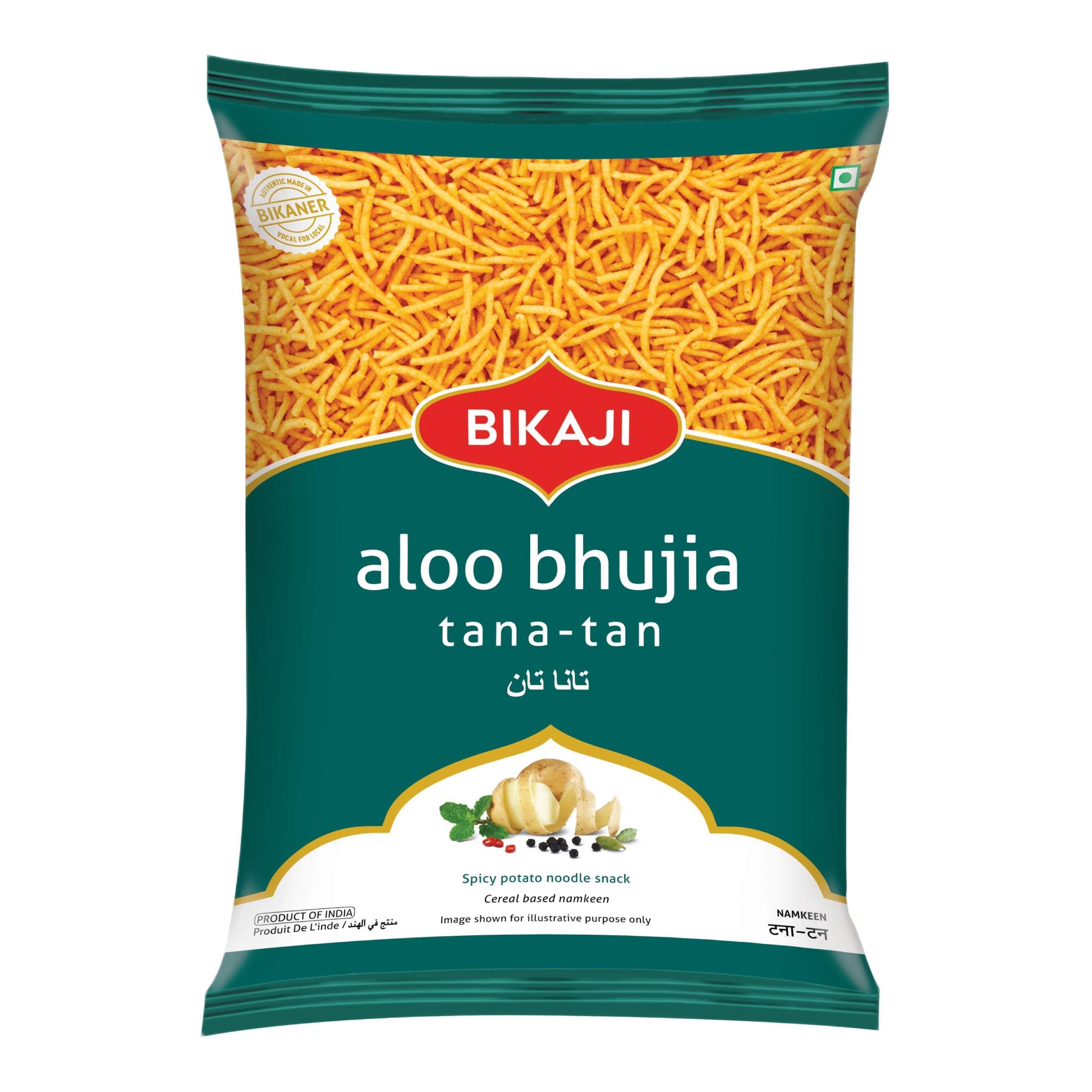 Bikaji Tana-Tan Aloo Bhujia Sev 7.05 oz (200g) | Indian Namkeen Fried Potato Noodles for Bar Snack| Spicy & Crunchy Indian Namke