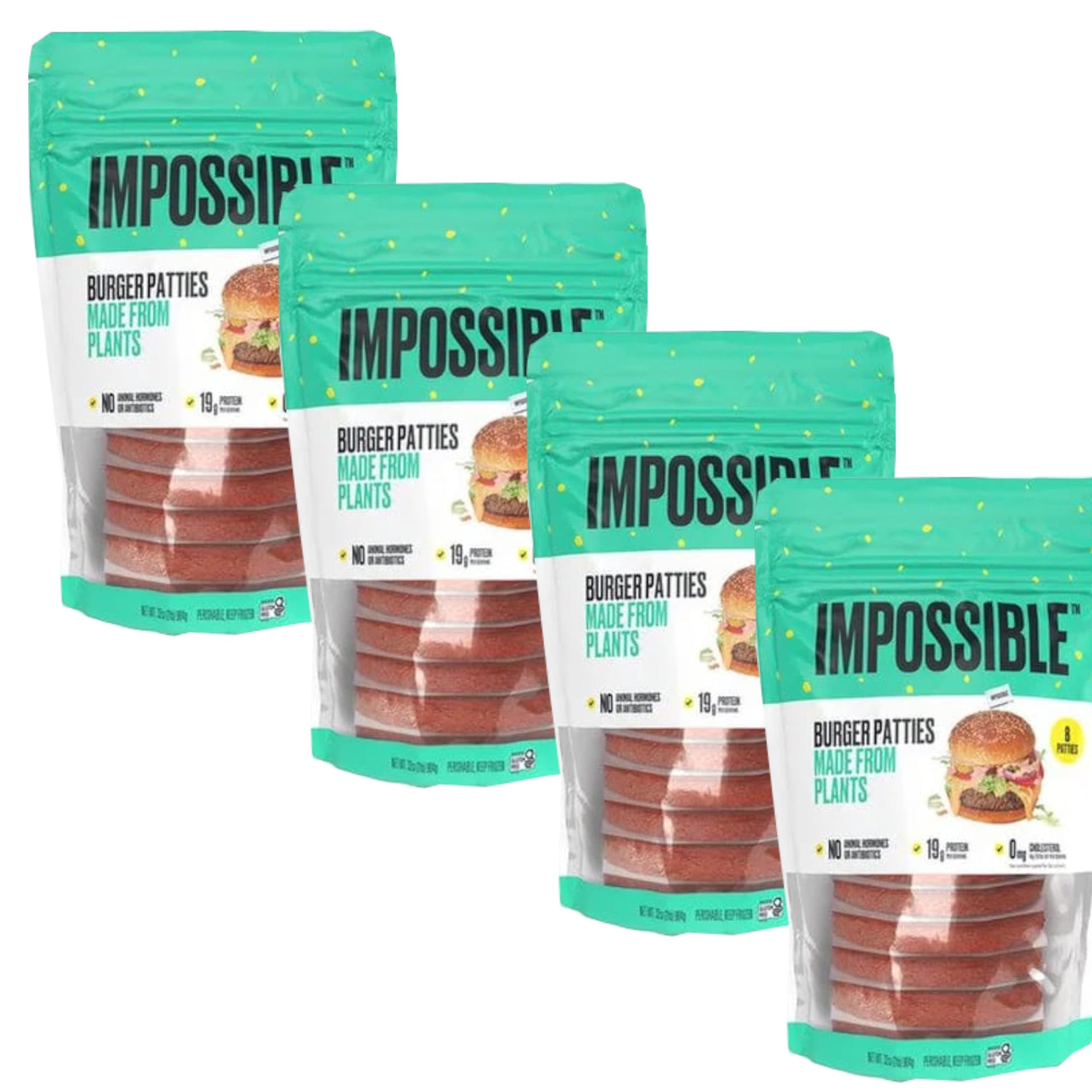 Ready Set Gourmet Impossible Burger Patties - Gluten Free, Halal - 4 Pack (1/4lb Each) - 19g Protein, No Animal Hormones or Antibiotics