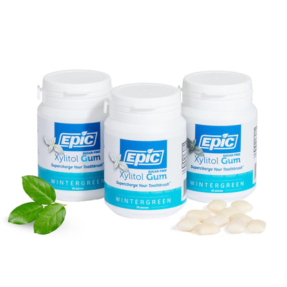Epic 100% Xylitol Wintergreen Chewing Gum - Sugar Free, Aspartame Free Dental Gum - Supports Oral Health & Fresh Breath - 50 Pie