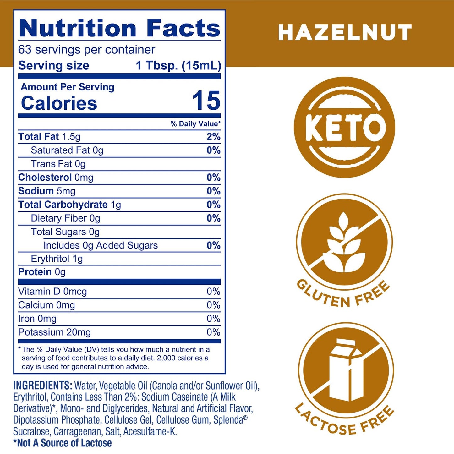 Splenda Sugar Free Hazelnut Coffee Creamer, 32 Fl Oz.
