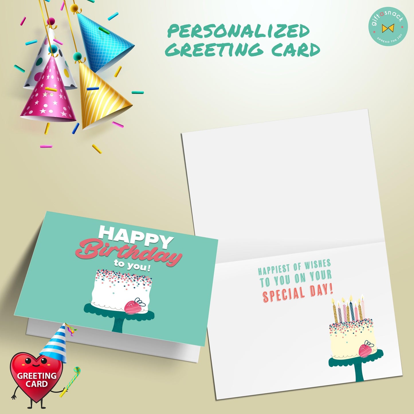 Gift A Snack - Happy Birthday Snack Box Variety Pack Care Package + Greeting Card (45 Count) Bday Sweet  Gift Basket  Candies Chips ers Bars - Food Assortments Assortments & Variety Gifts