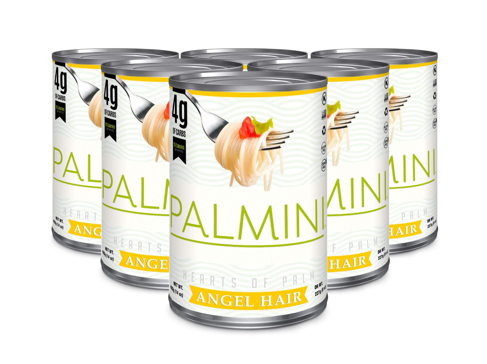 Palmini Angel Hair Pasta | Low-Carb  Low-Calorie Hearts of Palm Pasta | Keto  Gluten Free  Vegan  Non-GMO | As seen on Shark Tank | (14 Ounce Pouch-Pack of 6)