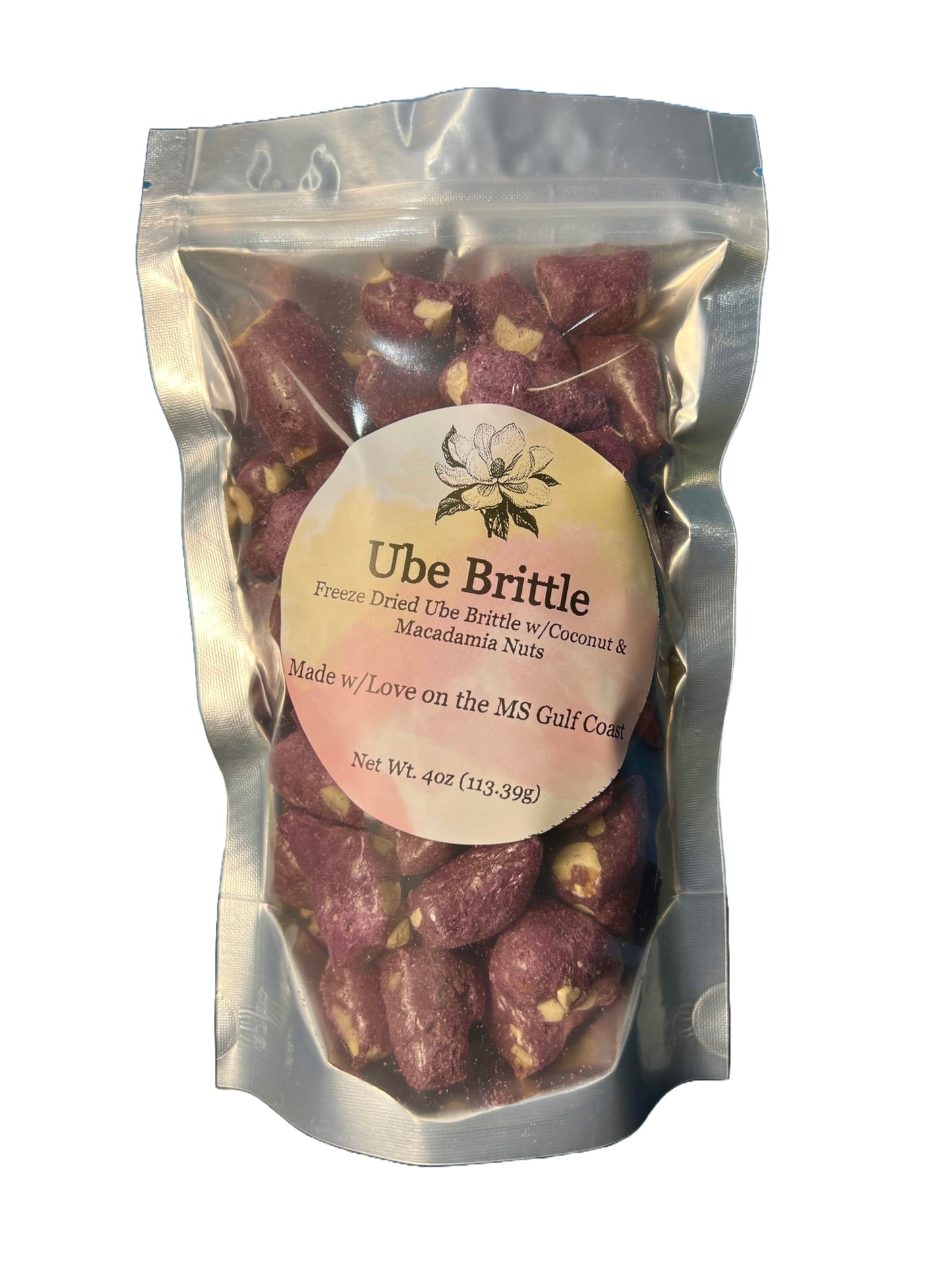 Generic Freeze Dried Ube Brittle - Gourmet Snack with Coconut & Macadamia Nuts, 4oz Bag, Boldly Tropical Flavor