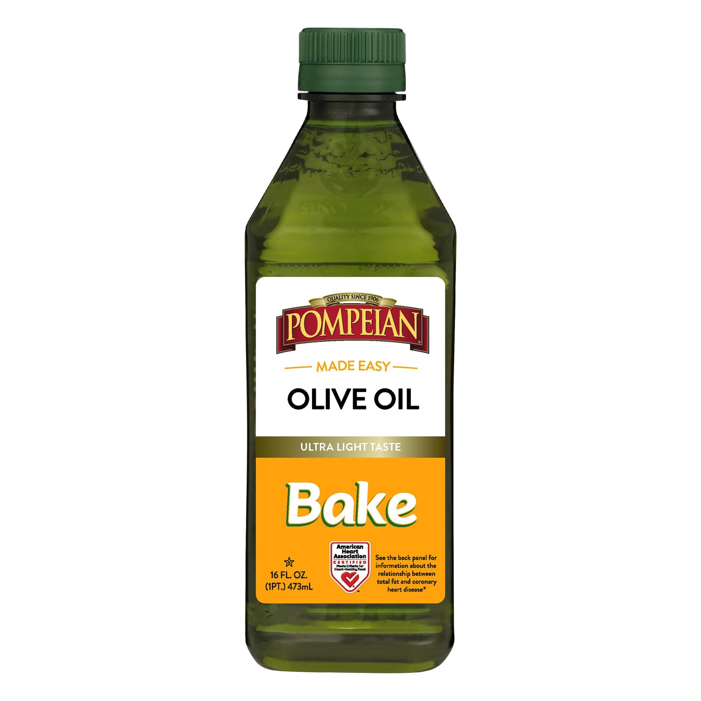 Pompeian Made Easy Bake Olive Oil, Ultra Light Taste, Perfect For Baking Foods Such As Brownies And Cakes, American Heart Association Certified, Non-Allergenic, Non-Gmo, 16 Fl Oz (Pack Of 1)