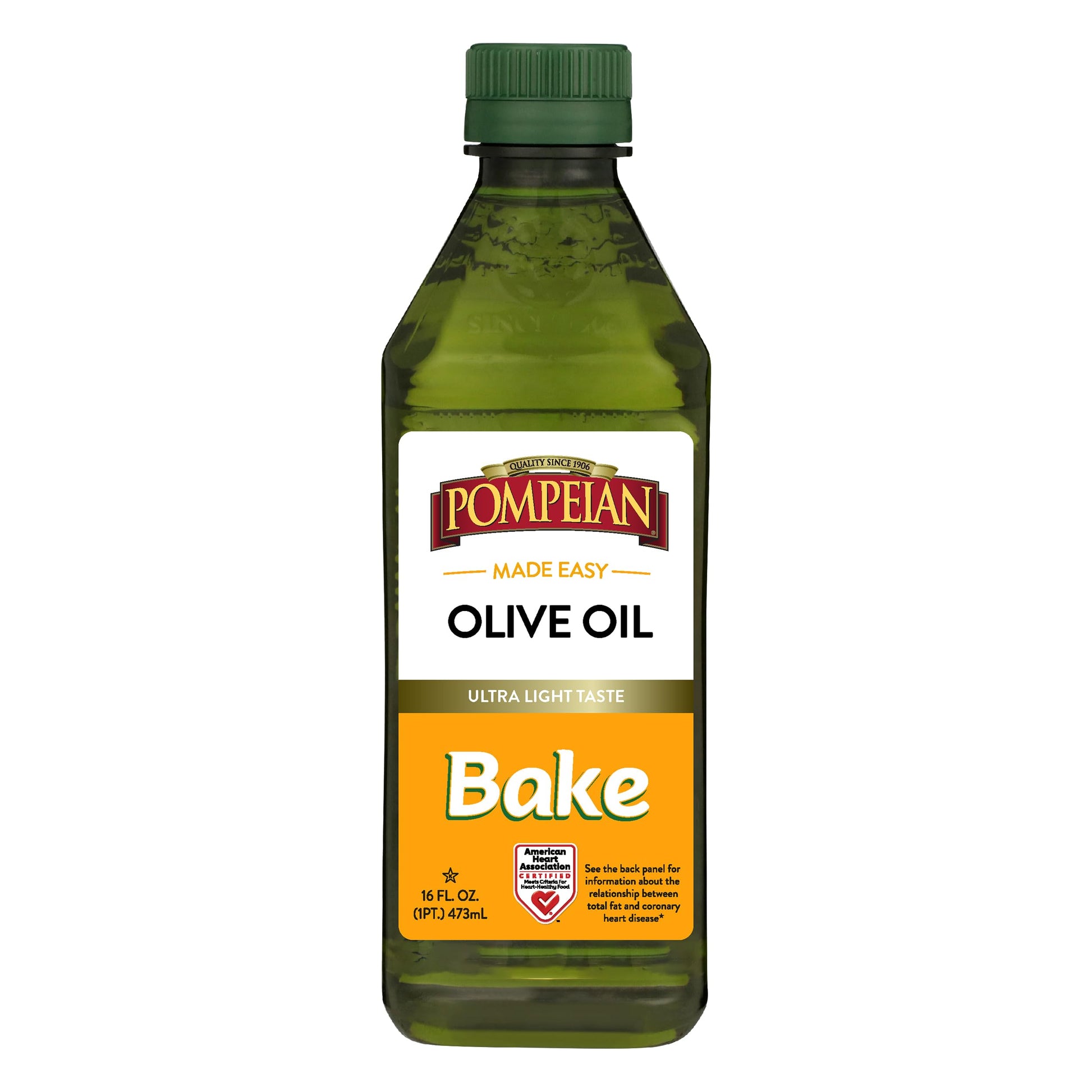 Pompeian Made Easy Bake Olive Oil, Ultra Light Taste, Perfect For Baking Foods Such As Brownies And Cakes, American Heart Association Certified, Non-Allergenic, Non-Gmo, 16 Fl Oz (Pack Of 1)