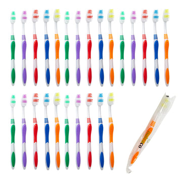 Bulk Toothbrush Pack With Covers | Premium Quality Individually Wrapped Colorful Tooth Brushes Are Perfect For Travel, Giveaways