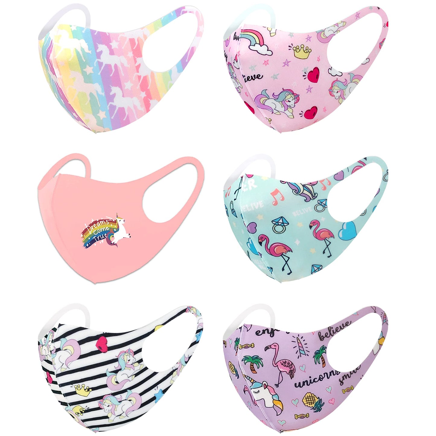 Cbc Crown 6 Pack Unisex Children Dust Protection, Breathable, Washable And Reusable Face Masks, Boys & Girls (6 Pack, Set Xxiii)