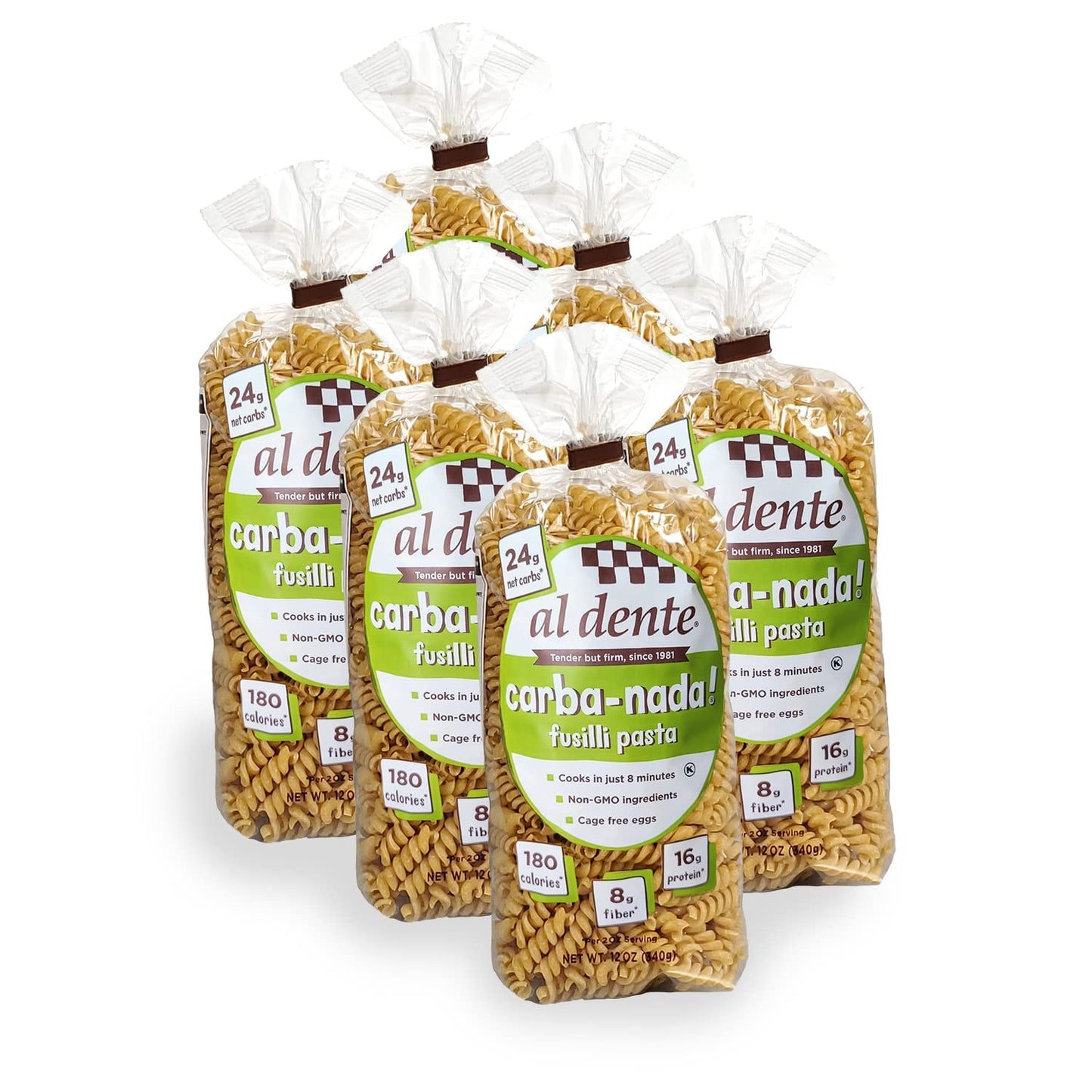Al Dente Pasta Carba Nada Fusilli, 12 Oz (Pack of 6)