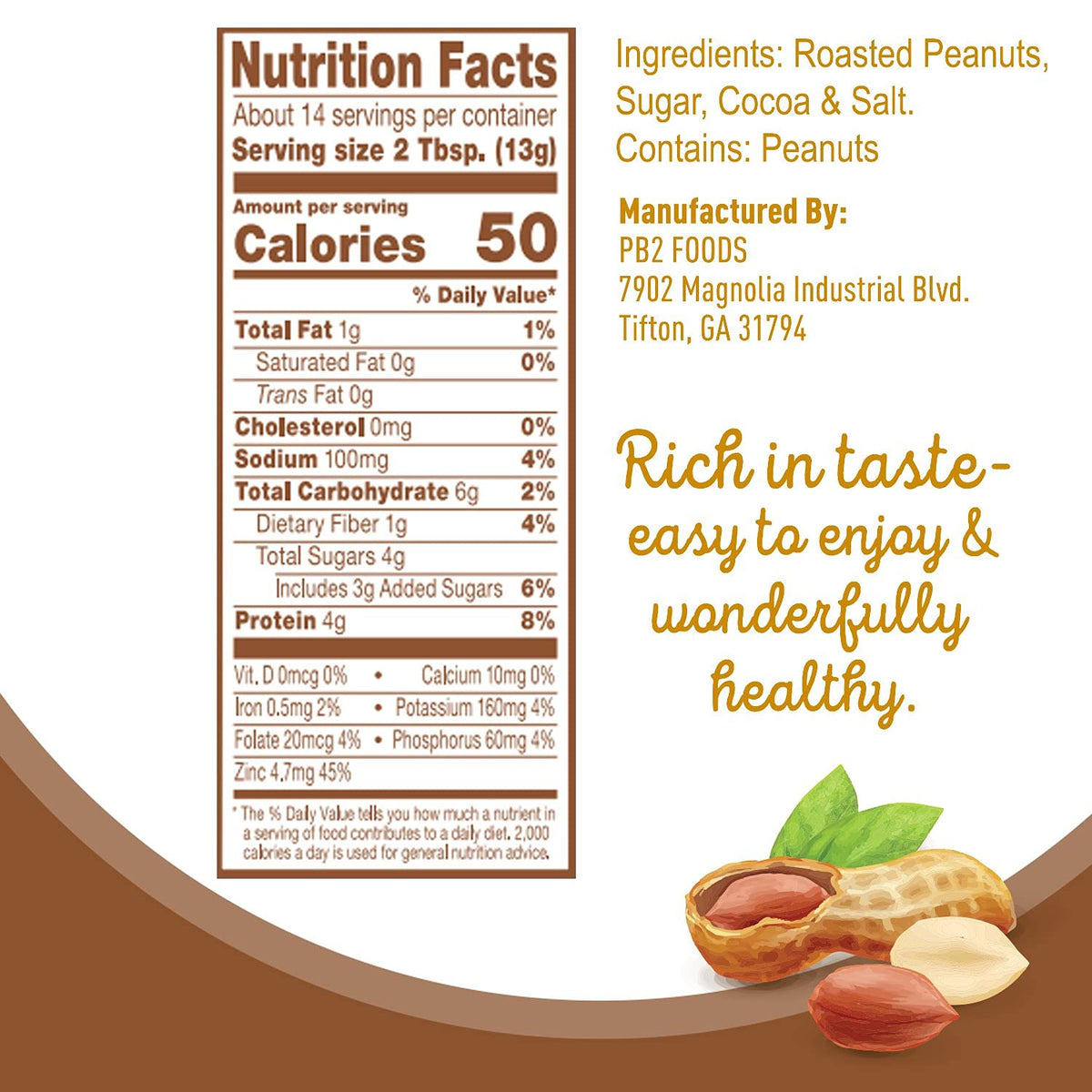 Bell Plantation Powdered Peanut Butter with Chocolate, 6.5 Ounce - 12 per case.