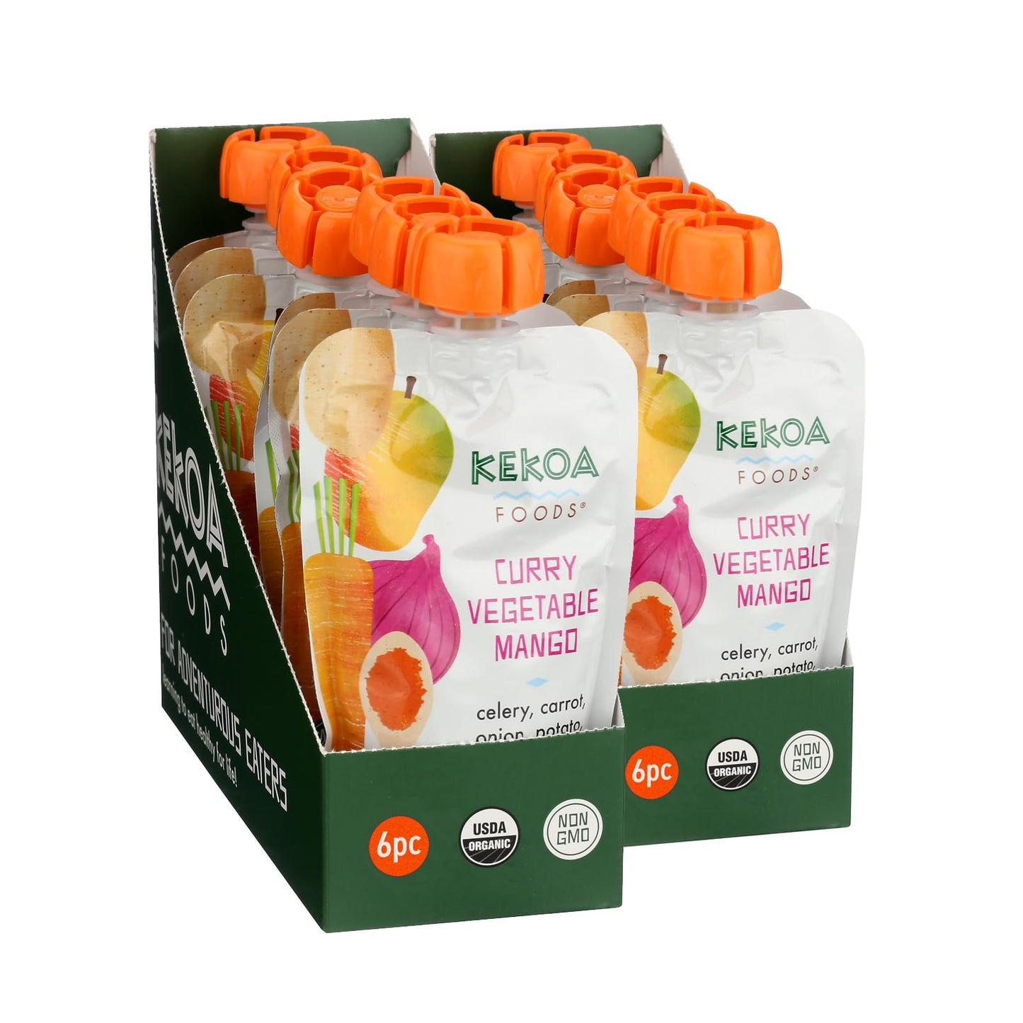 Kekoa Foods Curry Vegetable Mango Baby Food Pur  e | 100% USDA Certified-Organic, No Sugar Added | Organic, Non-GMO, Gluten-Free