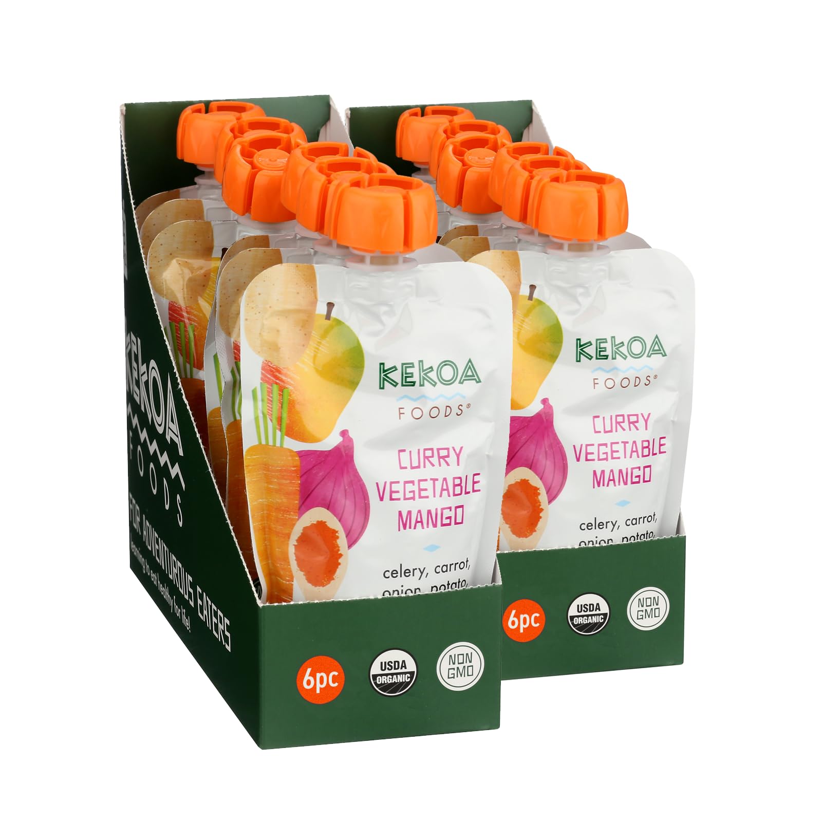 Kekoa Foods Curry Vegetable Mango Baby Food Pur  e | 100% USDA Certified-Organic, No Sugar Added | Organic, Non-GMO, Gluten-Free