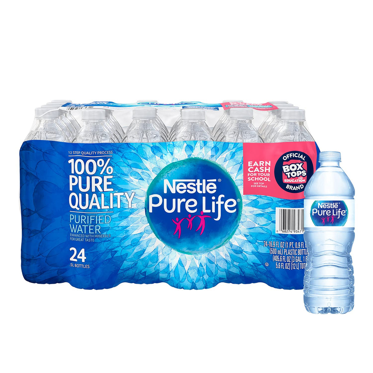 Pure Life, Purified Water, 16.9 Fl Oz, Plastic Bottled Water, 24 Pack