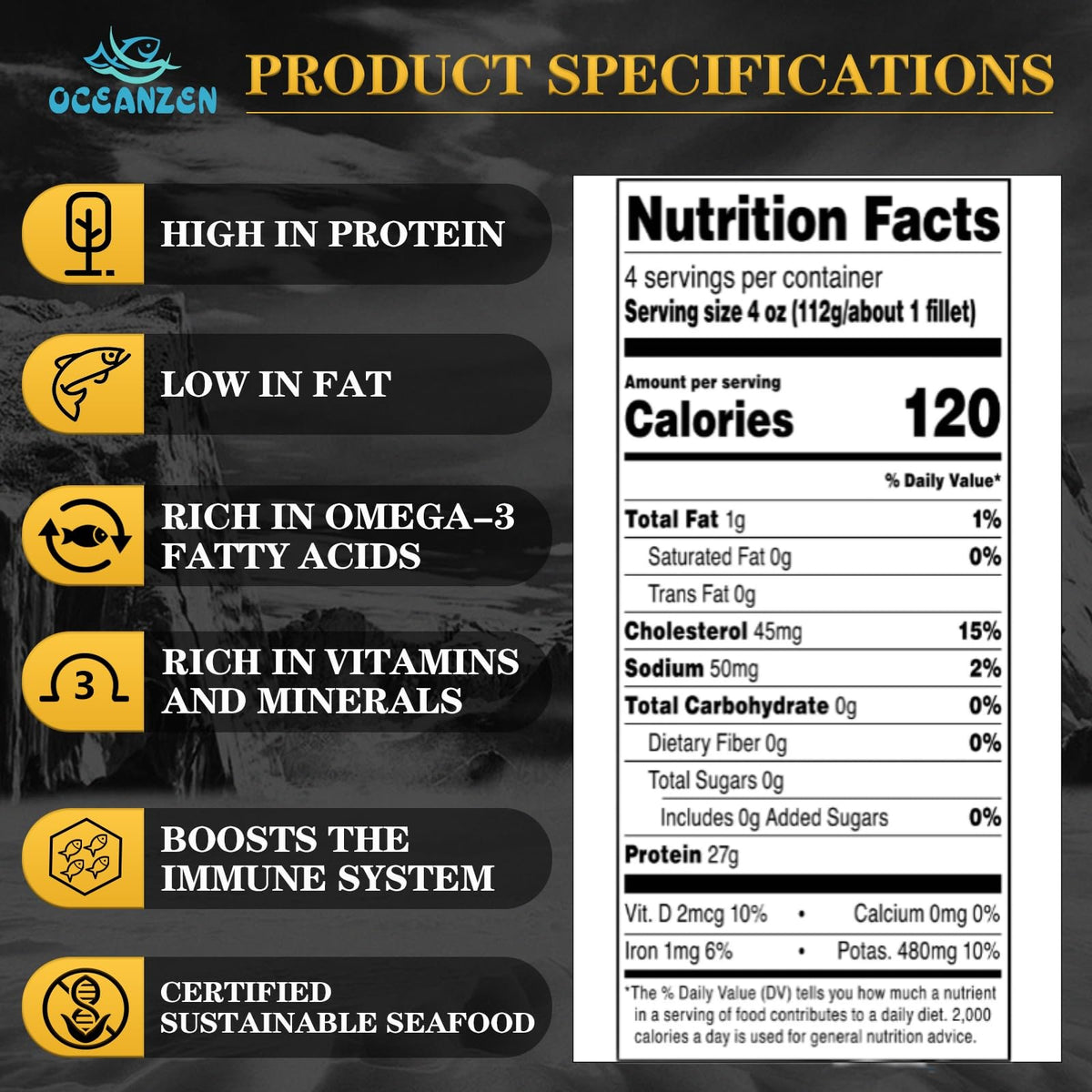 OCEANZEN Ahi Tuna Saku Sashimi Grade, Wild Caught, Frozen, 48 Ounce Pack