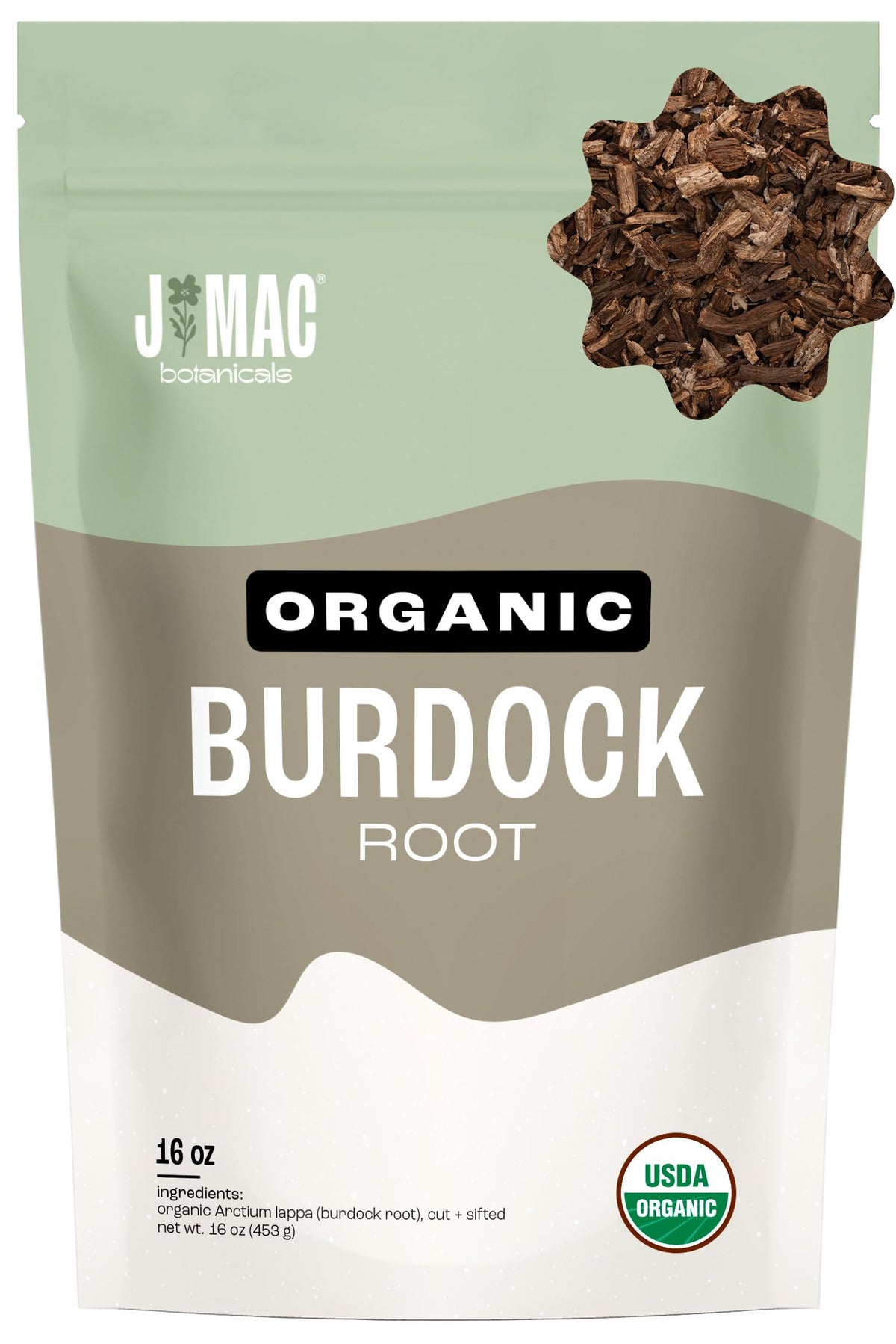 J Mac Botanicals  Organic Burdock Root Tea (16 Oz)  Certified Usda Organic Burdock Root Herb  Fresh Dried Herb From Eastern Europe