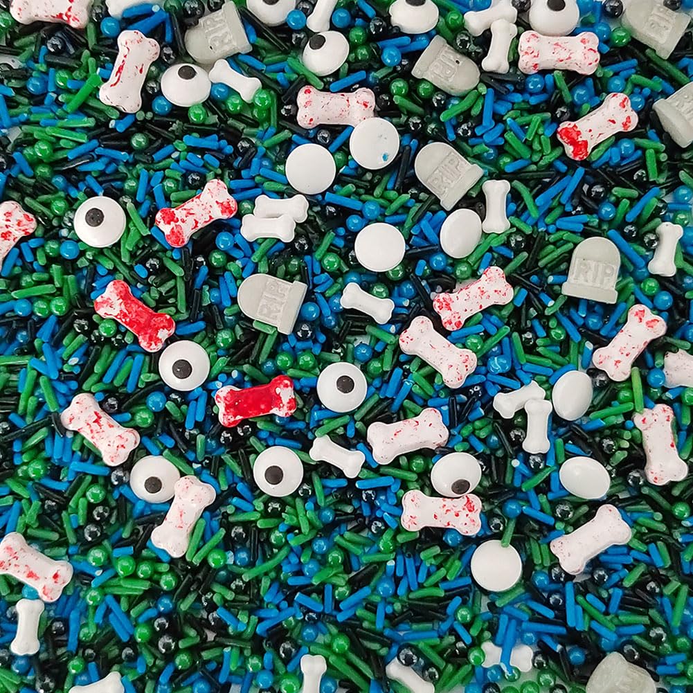 1 Bottle Candy Eyeballs Eyes Cake Cupcake Toppers Edible Baking Bones Tombstone Halloween Sprinkles Cookie Decorations Holiday Party Christmas Supplies(100G/3.5Oz)