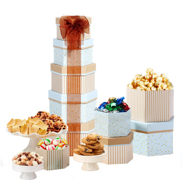 Broadway Basketeers Gourmet Christmas Holiday Food Gift Basket Tower Snack Gifts For Women, Men, Families, College – Appreciation, Thank You, Congratulations, Corporate, Get Well Soon Care Package
