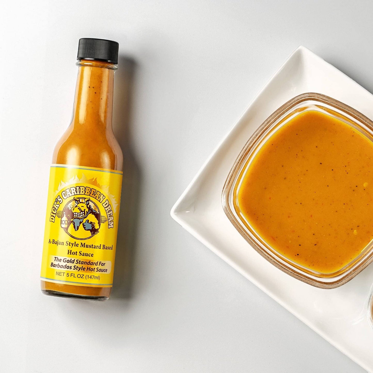 DIRTY DICKS HOT SAUCE Caribbean Dream Mustard-Based Sauce with Fresh Fruit & Spices, 5 Fl Oz (Pack of 1) - White