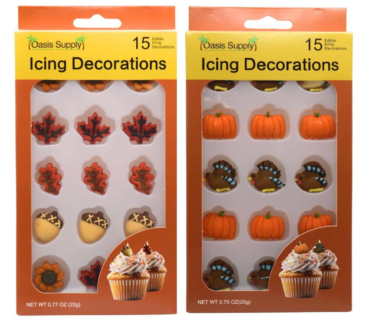 Thanksgiving Fall Edible Cake Decorations - Candy Or Cupcake Topper - 15 Count (Fall Bundle)