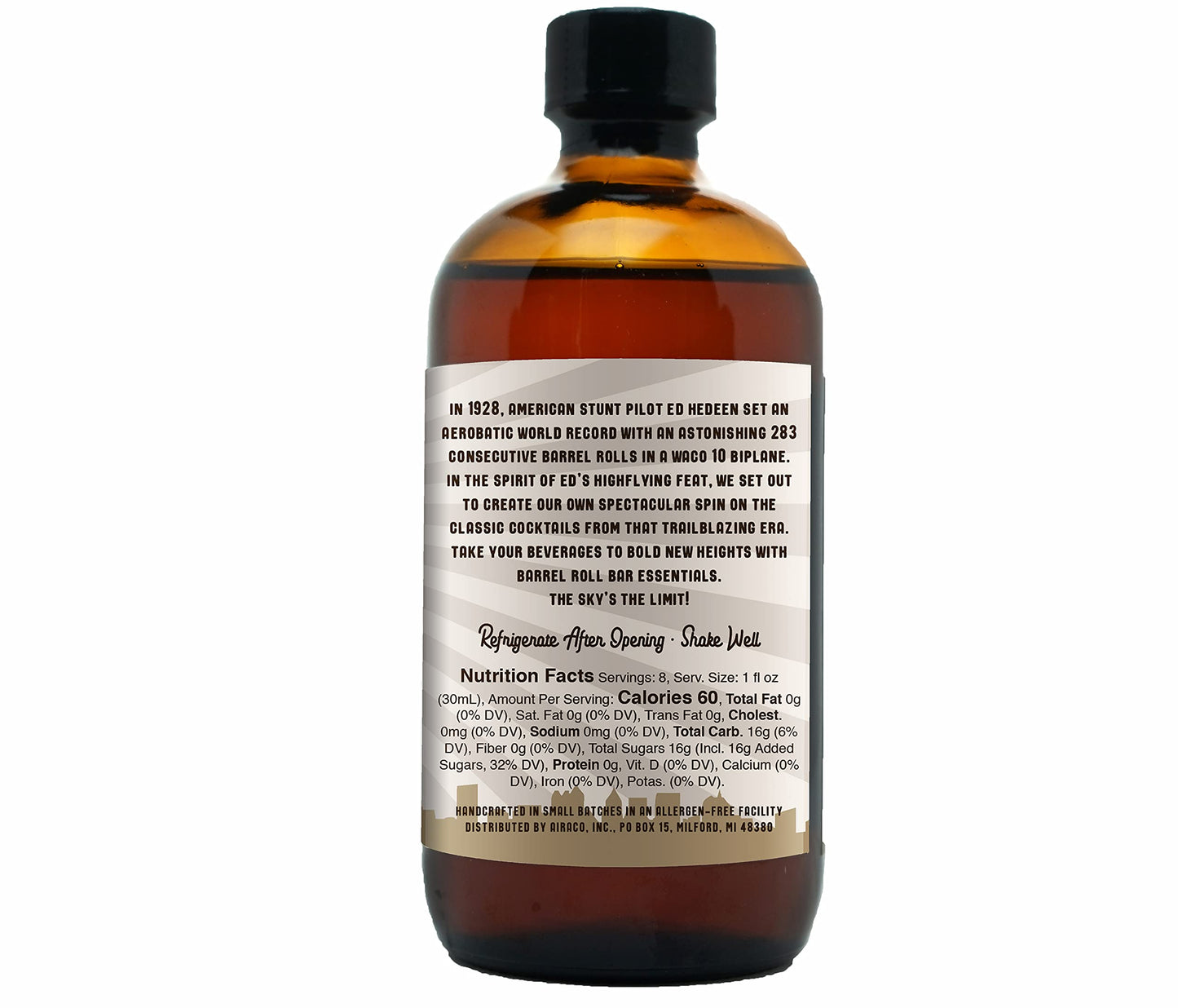 Barrel Roll Bar Essentials Cocktail Mixers - All-Natural Demerara Drink Mix - 8 Fl Oz - Small Batch Cocktail Syrups
