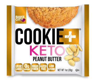 Bake City Keto Peanut Butter Cookies, 1oz (12 pack), Gluten Free, 0g Sugar, 1.5g Net Carbs, 5g Protein, Kosher