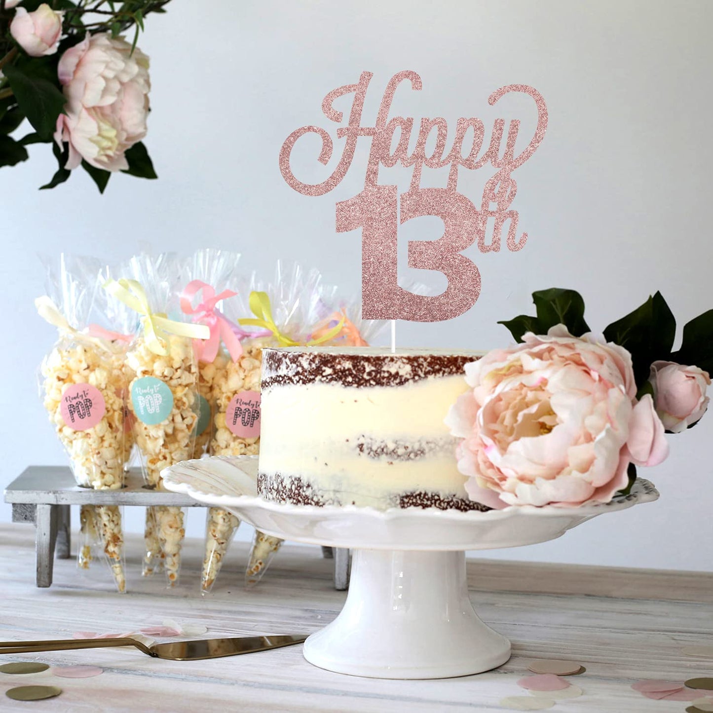 Lingteer Happy 13Th Birthday Cake Topper - Cheers To 13Th Birthday Thirteen Years Old Birthday Party Cake Decorations Sign.