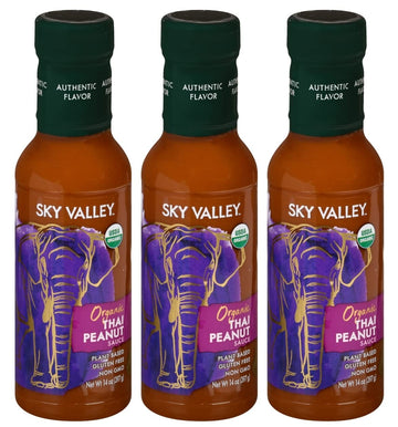 Sky Valley Thai Peanut Sauce, Organic, Vegan, Gluten Free, Mild Heat, 14 Oz, 3-Pack