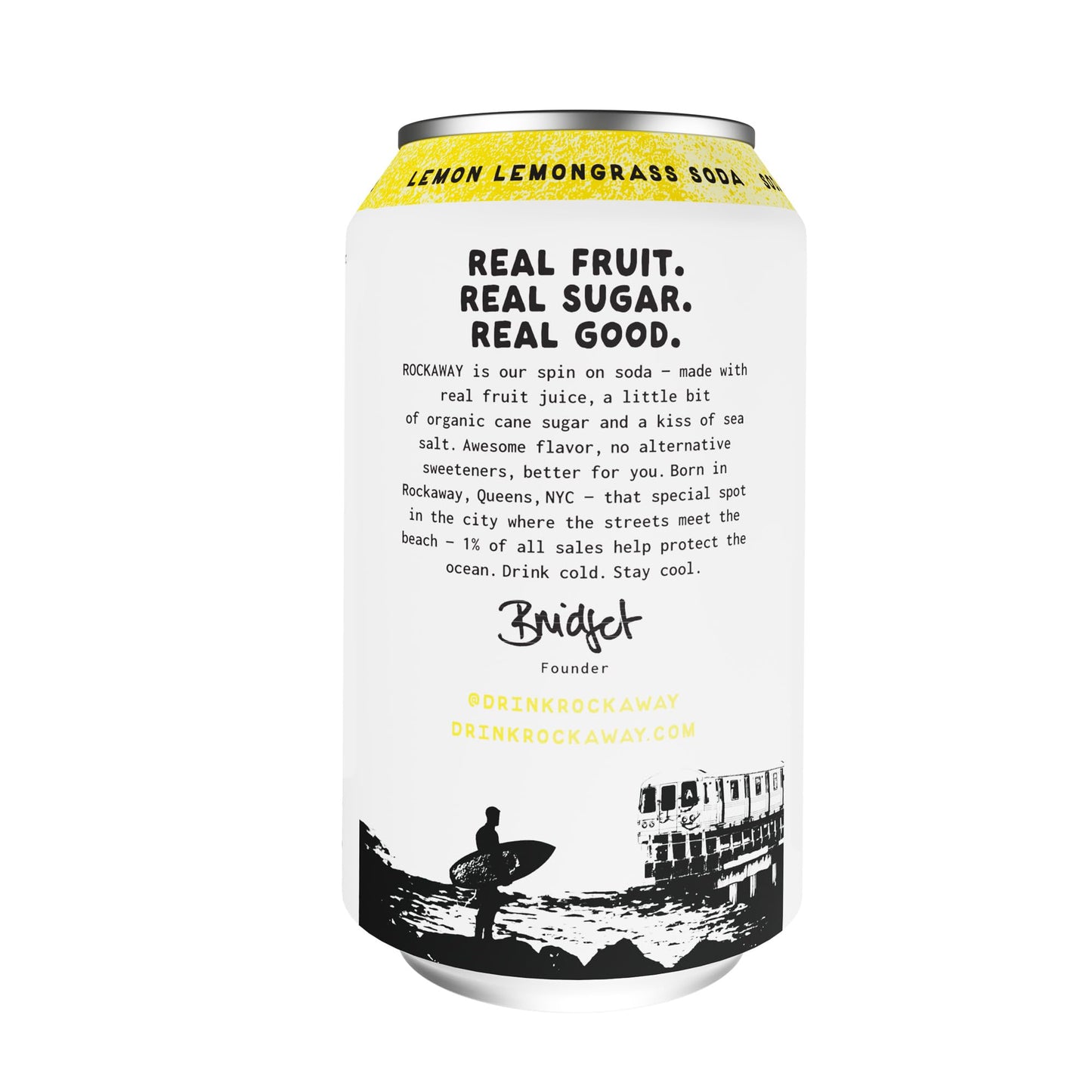 ROCKAWAY Lemon Lemongrass Soda Drinks - Low calorie drinks made from Real Fruit Juice  All Natural - Soda Pop Drinks Gluten Free  Vegan  GMO Free - 12oz (12 Pack)