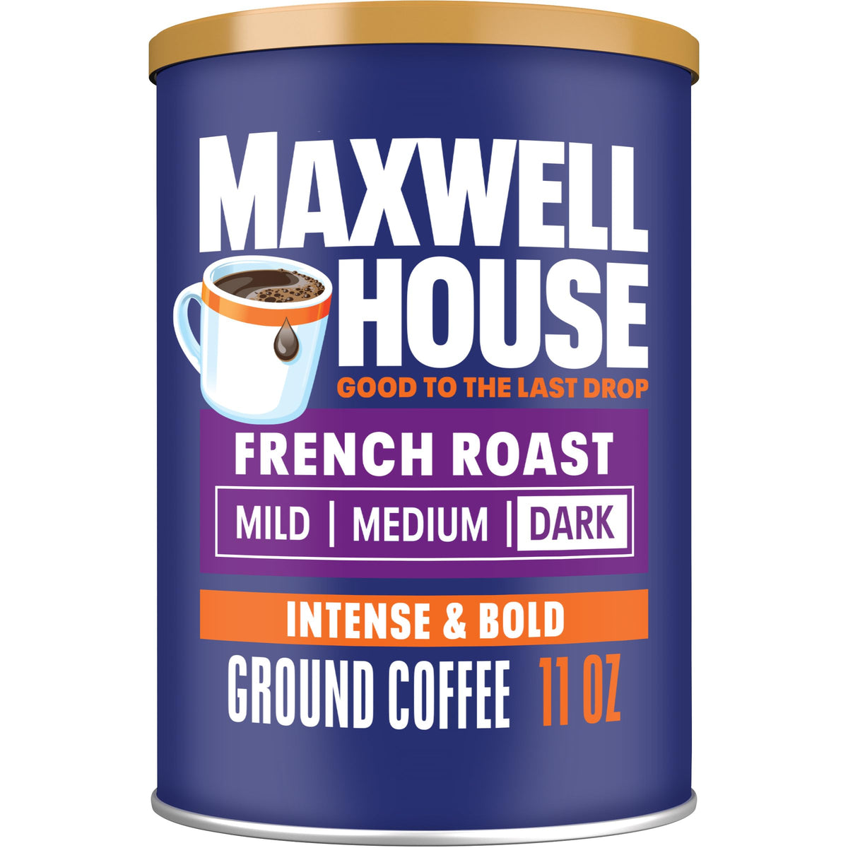 Maxwell House French Blend Ground Coffee, Bold Roast, 11 Ounce Canister