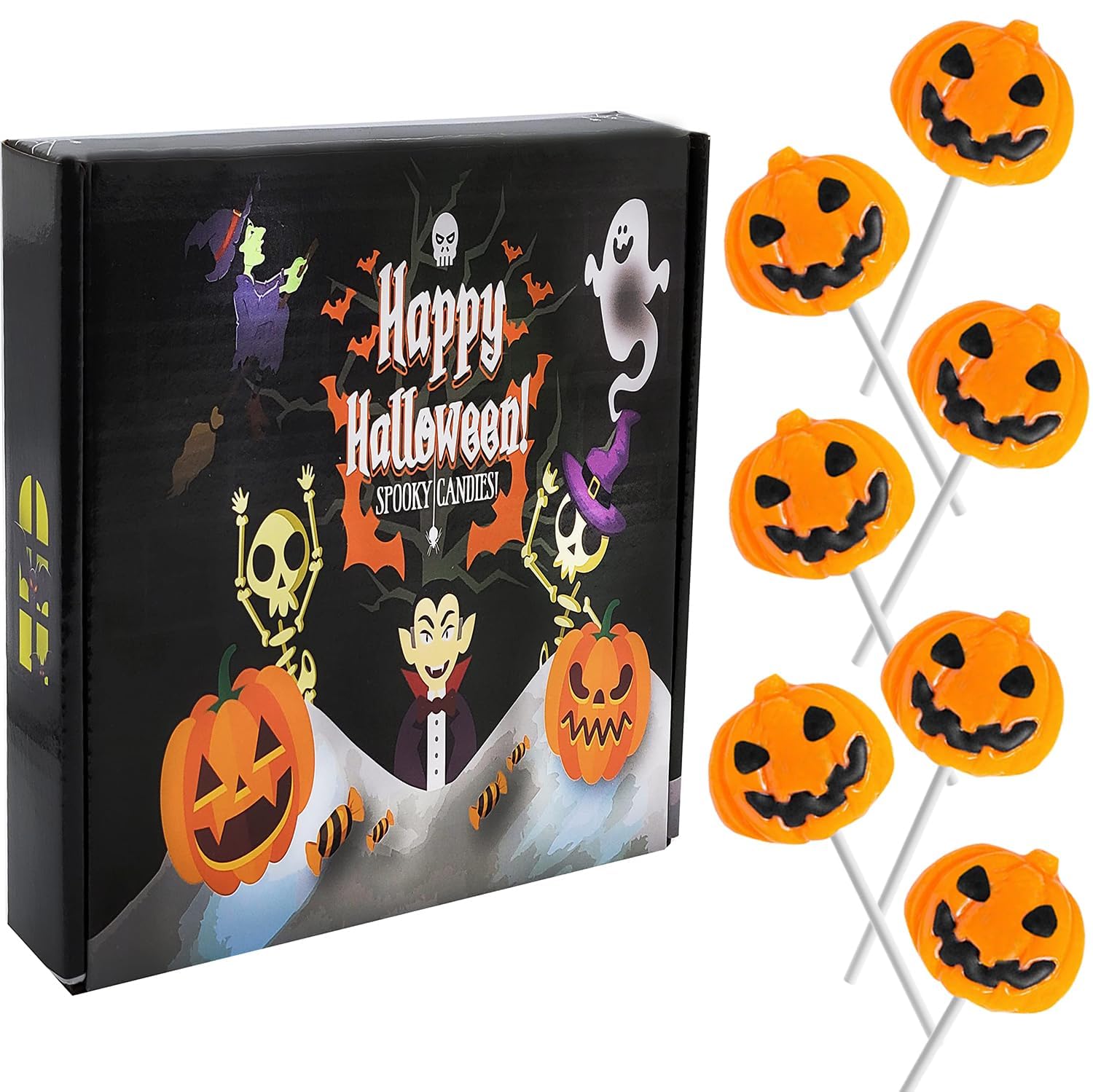Fruidles Halloween Pumpkin Lollipop Candy, Individually Wrapped, 144-Pack