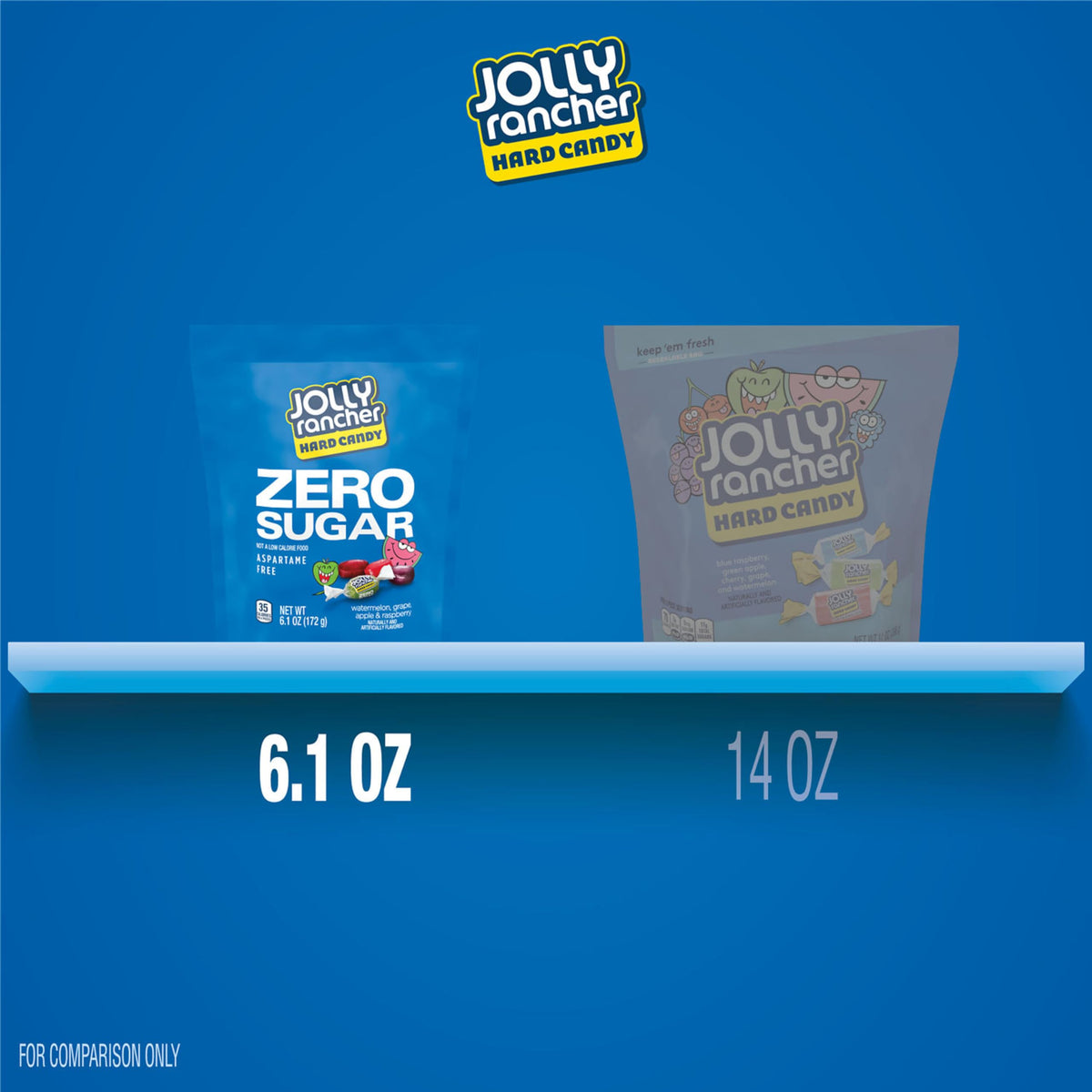 JOLLY RANCHER Zero Sugar Assorted Fruit Flavored Hard Candy Bag, 6.1 oz (Pack of 6)