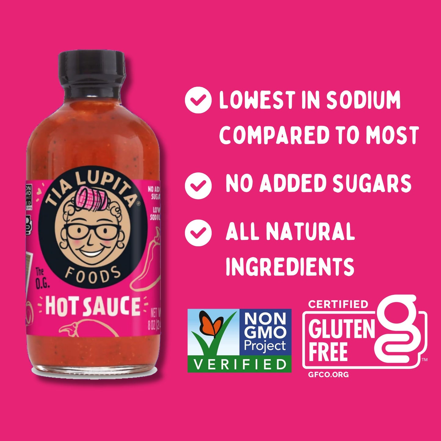 Tia Lupita Hot Sauce 8 Oz (Pack Of 2) - Flavorful Heat, Medium Spice With Smoky-Sweet Flavor - Gluten-Free, Non-Gmo, Sugar-Free,