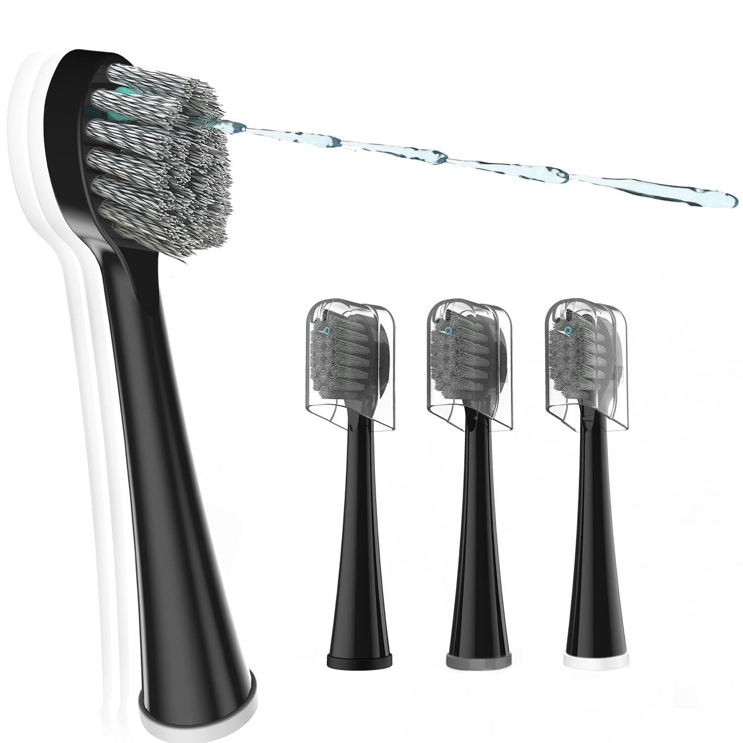 Replacement Brush Heads For ???????????????? ??????????-???????????? Flossing Toothbrush With Cover, Compact, 3 Count Black, Har
