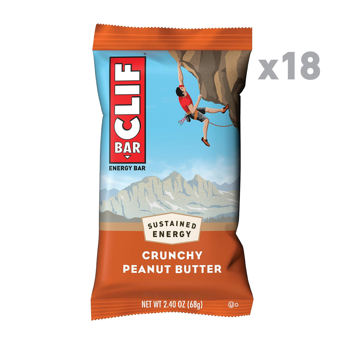 Clif Bar - Crunchy Peanut Butter - Made With Organic Oats - 11G Protein - Non-Gmo - Plant Based - Energy Bars - 2.4 Oz. (18 Pack